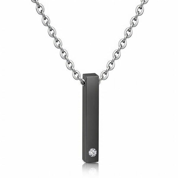 Engraving-ready Men's Black PVD Steel Necklace - Prime Code