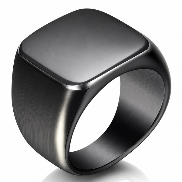 Black PVD (TiCN) Stainless Steel Finger Ring - Prime Code