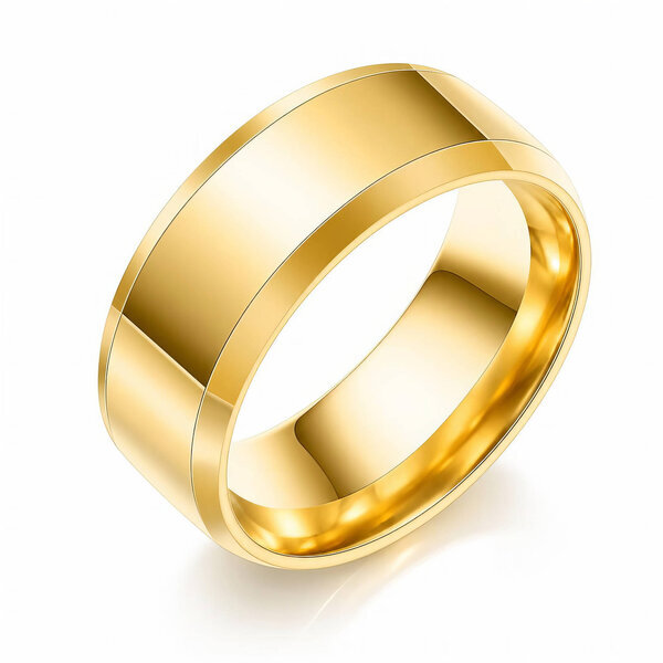 Engraving-ready Men's PVD Gold-Plated Steel Ring - Prime Code