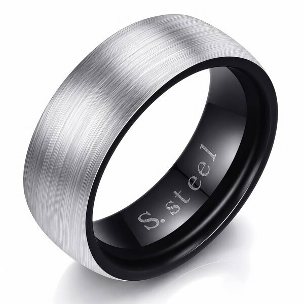 Engraving-ready Men's Black PVD Steel Ring - Prime Code