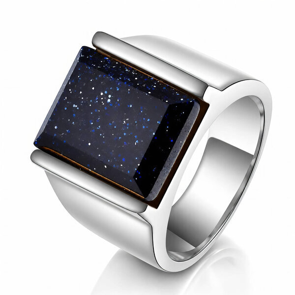 Men's Stainless Steel Ring with Goldstone - Prime Code