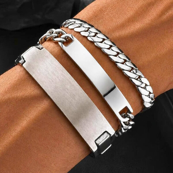 Engraving-ready Men's Stainless Steel Bracelet - Prime Code