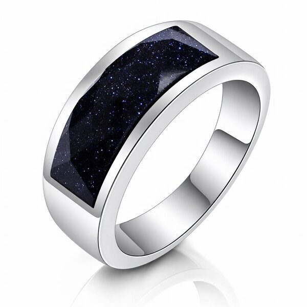 Men's Stainless Steel Ring with Goldstone - Prime Code