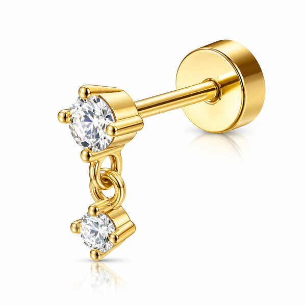 PVD Gold-Plated Stainless Steel Single Earring - Ear Stack