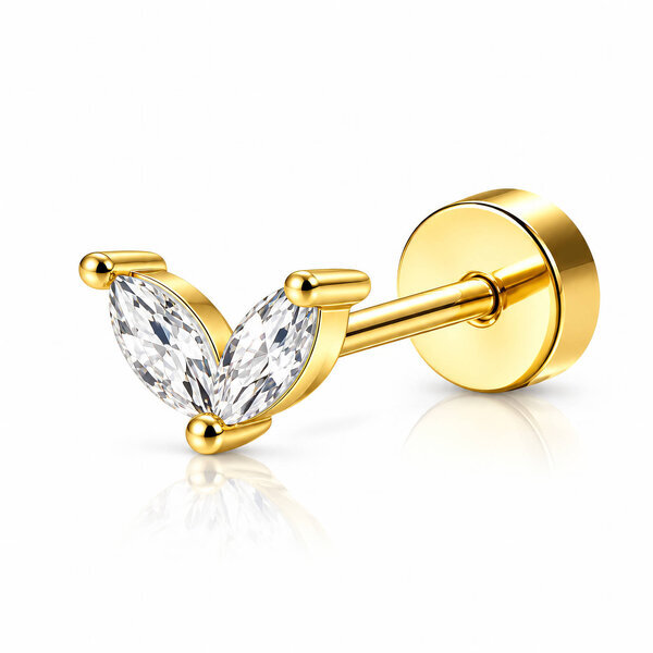 "Heart" PVD Gold-Plated Steel Single Earring - Ear Stack