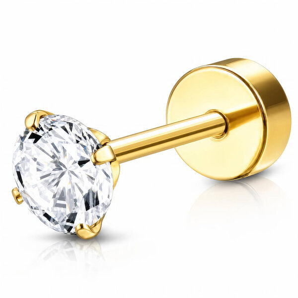 PVD Gold-Plated Stainless Steel Single Earring - Ear Stack