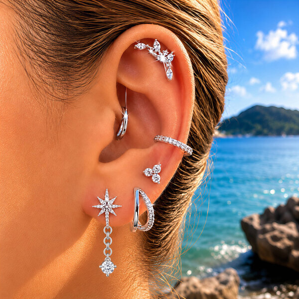 Stainless Steel Earrings - Ear Stack