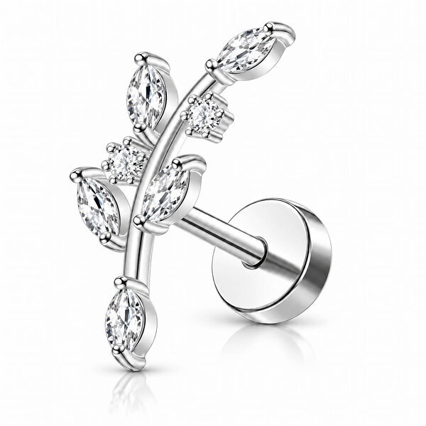 "Leaves" Stainless Steel Single Earring - Ear Stack