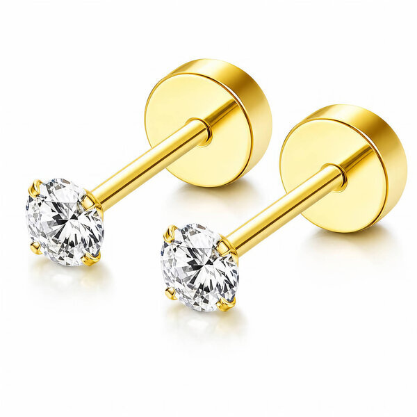 PVD Gold-Plated Stainless Steel Earrings - Ear Stack