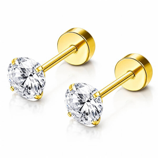 PVD Gold-Plated Stainless Steel Earrings - Ear Stack