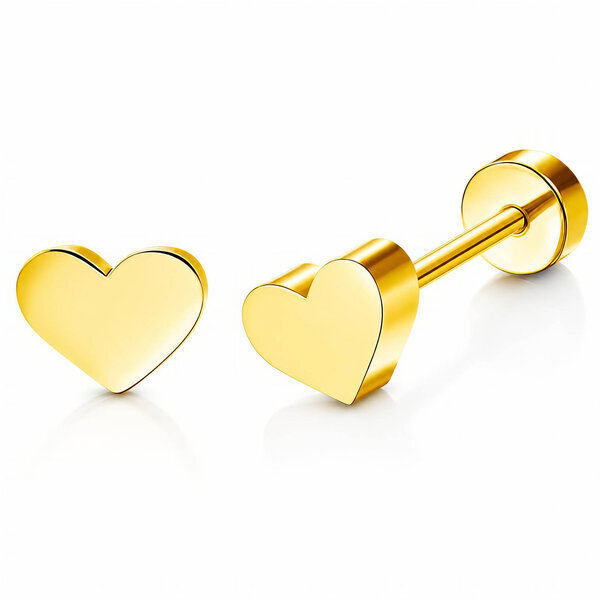 "Hearts" PVD Gold-Plated Steel Earrings - Ear Stack