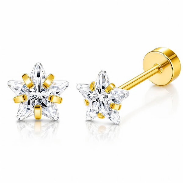 "Stars" PVD Gold-Plated Stainless Steel Earrings - Ear Stack