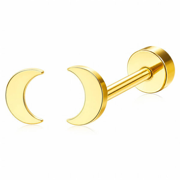"Crescent" PVD Gold-Plated Steel Earrings - Ear Stack