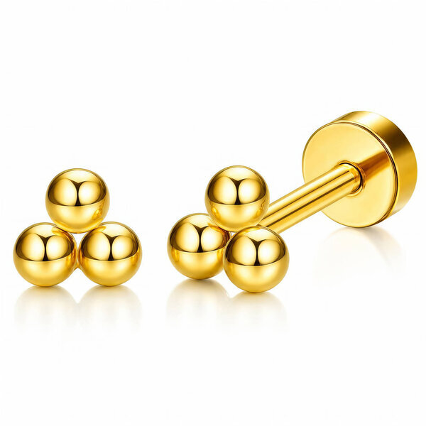 PVD Gold-Plated Stainless Steel Earrings - Ear Stack