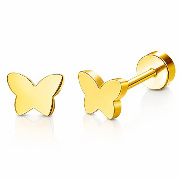PVD Gold-Plated Stainless Steel Earrings - Ear Stack