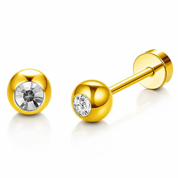 PVD Gold-Plated Stainless Steel Earrings - Ear Stack