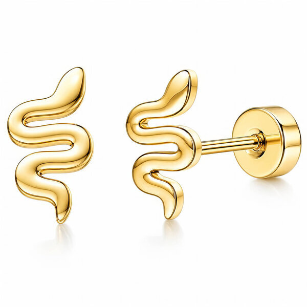 "Snake" PVD Gold-Plated Stainless Steel Earrings - Ear Stack