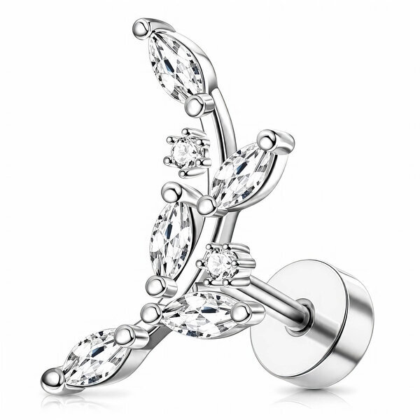 "Leaves" Stainless Steel Single Earring - Ear Stack