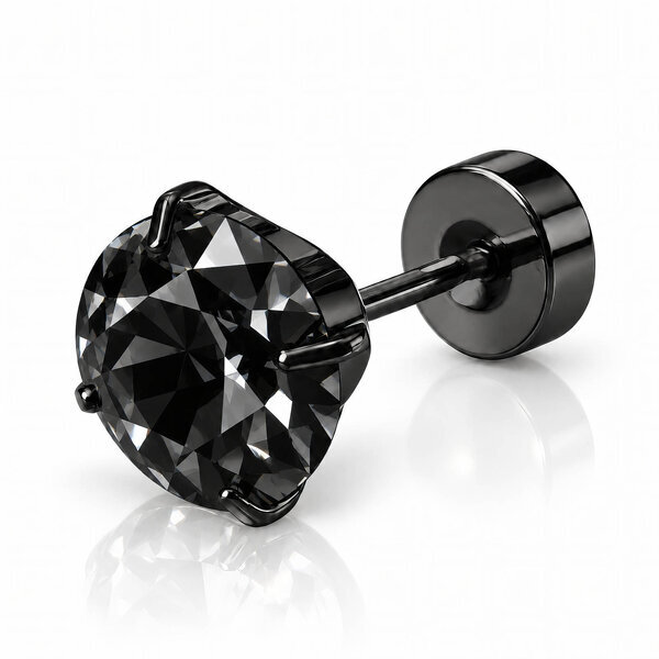 Black PVD (TiCN) Stainless Steel Single Earring - Ear Stack