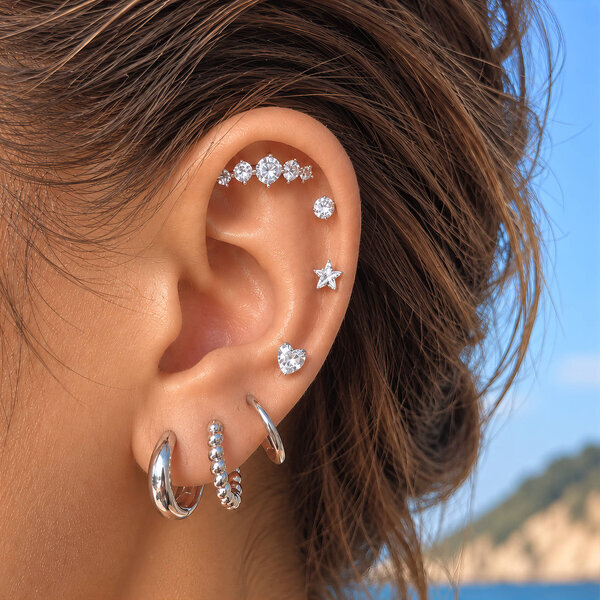 Stainless Steel Earrings - Ear Stack