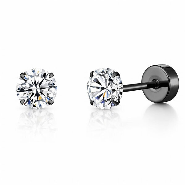 Black PVD (TiCN) Stainless Steel Earrings - Ear Stack