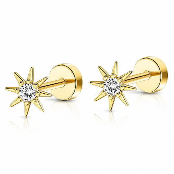 PVD Gold-Plated Stainless Steel Earrings - Ear Stack