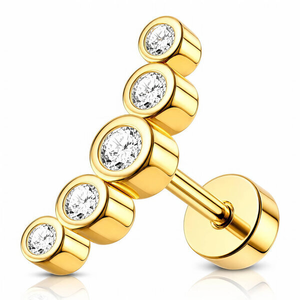 PVD Gold-Plated Stainless Steel Single Earring - Ear Stack