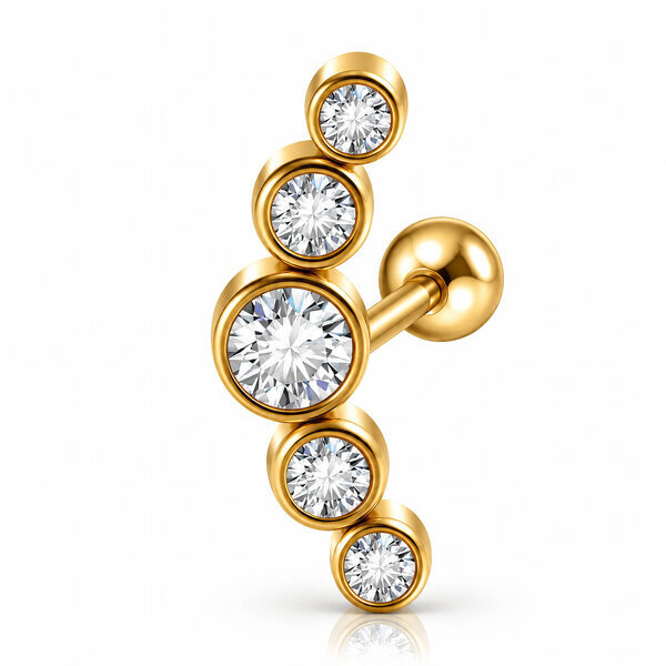PVD Gold-Plated Stainless Steel Single Earring - Ear Stack