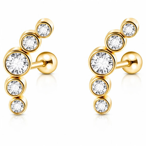 PVD Gold-Plated Stainless Steel Single Earring - Ear Stack