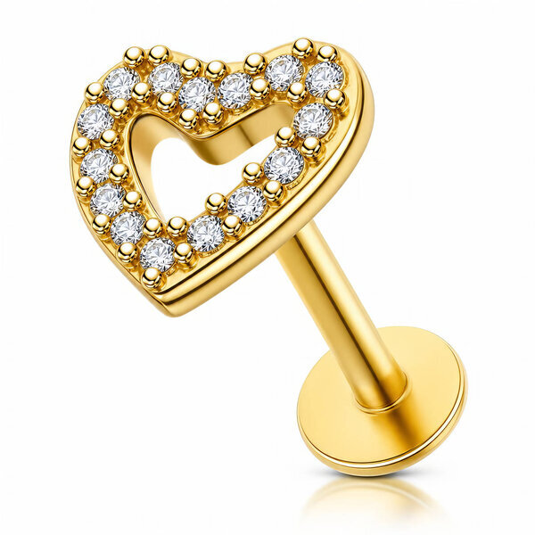 "Hearts" PVD Gold-Plated Steel Single Earring - Ear Stack