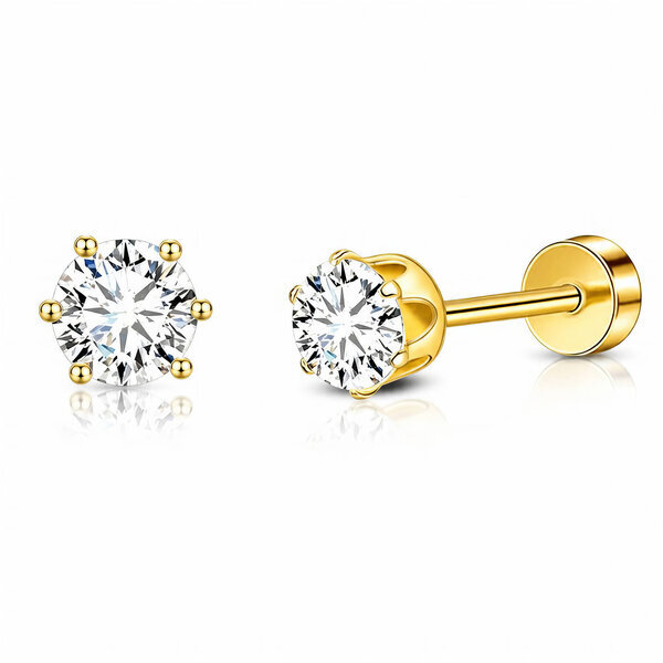 PVD Gold-Plated Stainless Steel Earrings - Ear Stack