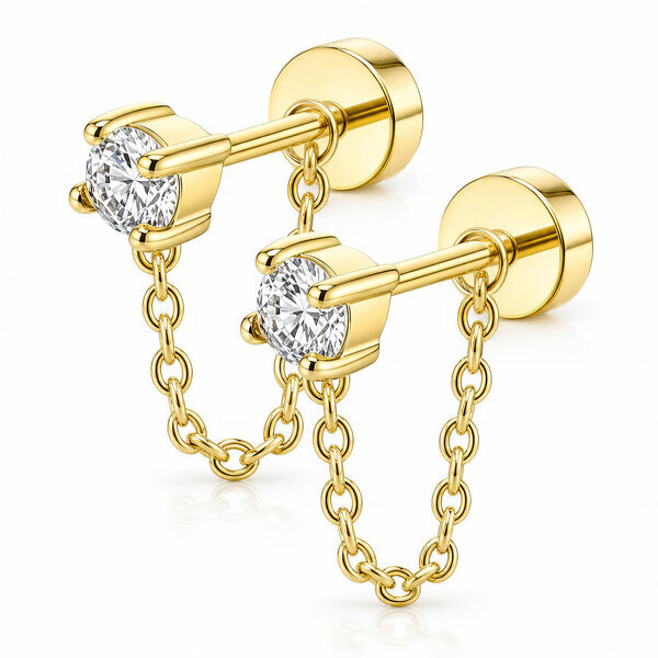 PVD Gold-Plated Stainless Steel Earrings - Ear Stack