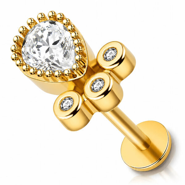 PVD Gold-Plated Stainless Steel Single Earring - Ear Stack