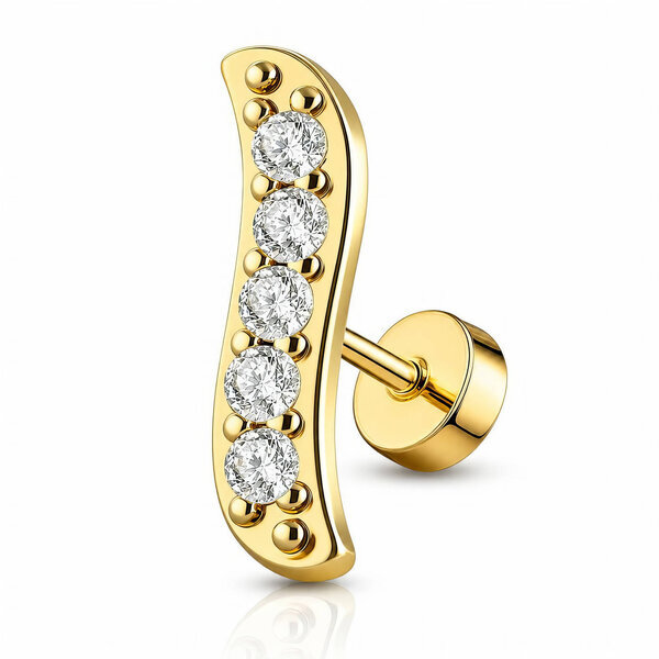 PVD Gold-Plated Stainless Steel Single Earring - Ear Stack