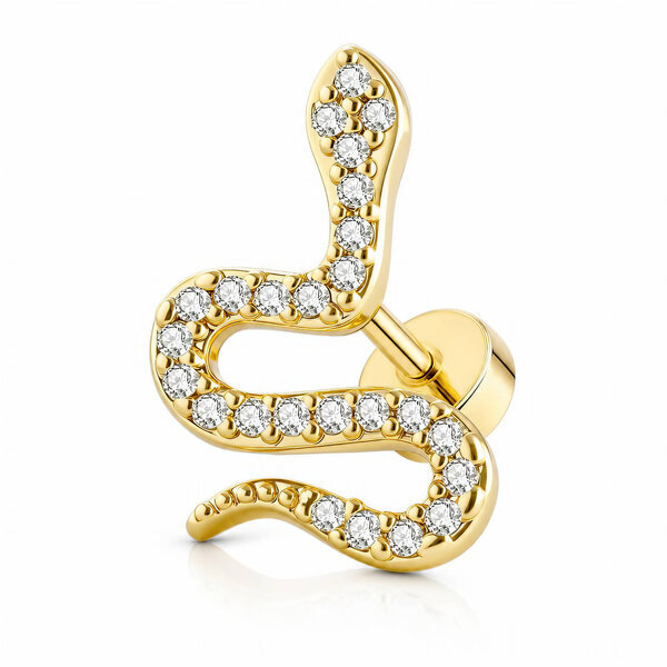 "Snake" PVD Gold-Plated Steel Single Earring - Ear Stack