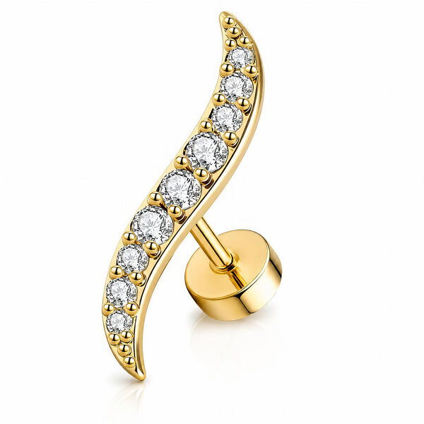 PVD Gold-Plated Stainless Steel Single Earring - Ear Stack