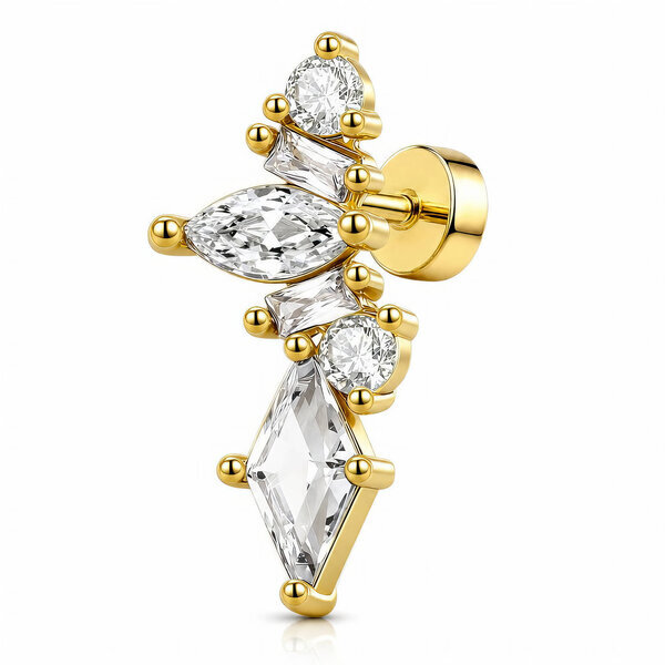 PVD Gold-Plated Stainless Steel Single Earring - Ear Stack