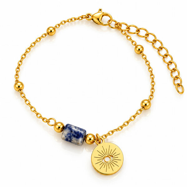 "Evil Eye" PVD Gold-Plated Steel Bracelet - Bubble Pop