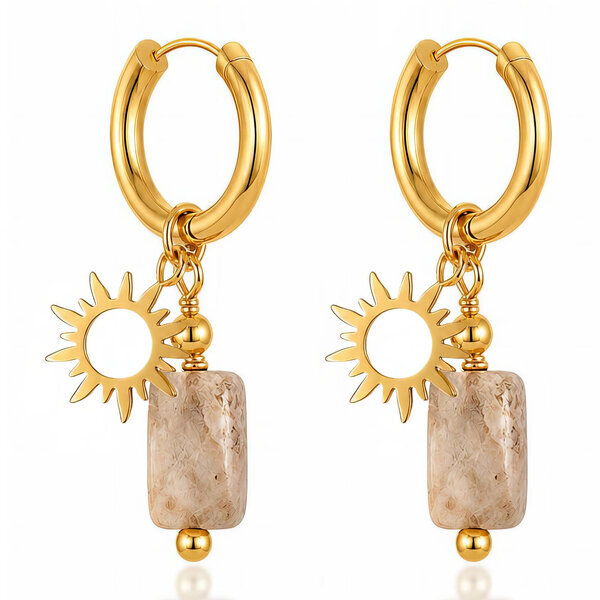 "Sun" PVD Gold-Plated Stainless Steel Earrings - Bubble Pop