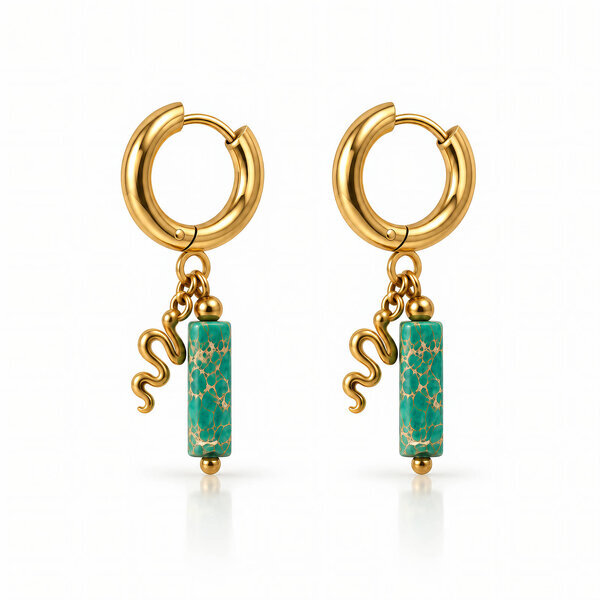 "Snake" PVD Gold-Plated Steel Earrings - Bubble Pop