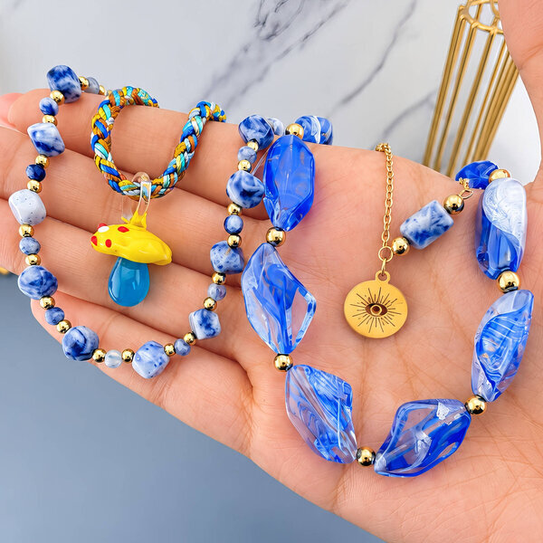 "Evil Eye" PVD Gold-Plated Steel Necklace - Bubble Pop
