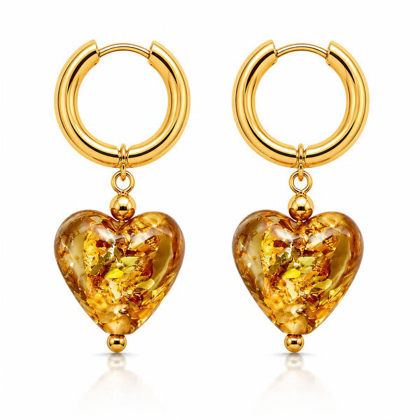"Hearts" PVD Gold-Plated Steel Earrings - Bubble Pop