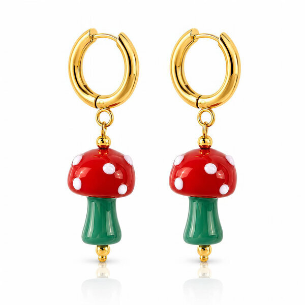 "Mushrooms" PVD Gold-Plated Steel Earrings - Bubble Pop