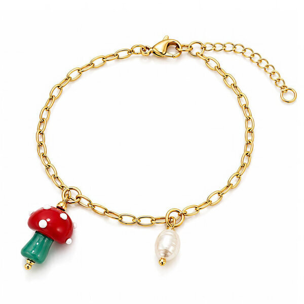 "Mushrooms" PVD Gold-Plated Glass Bracelet - Bubble Pop