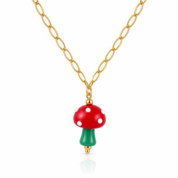 "Mushrooms" PVD Gold-Plated Steel Necklace - Bubble Pop