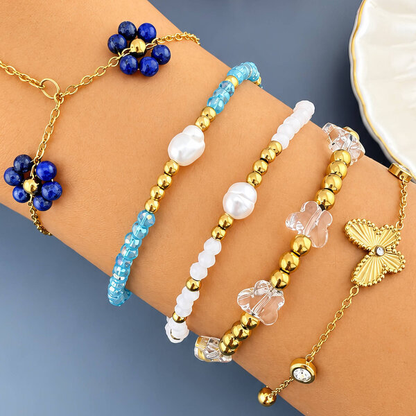 "Flower Meadow" PVD Gold-Plated Steel Bracelet - Bubble Pop