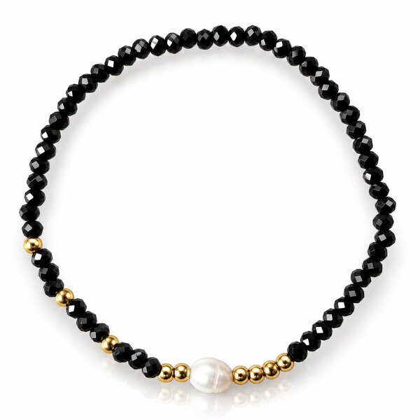 PVD Gold-Plated Glass Bracelet with Freshwater Pearl - Bubble Pop