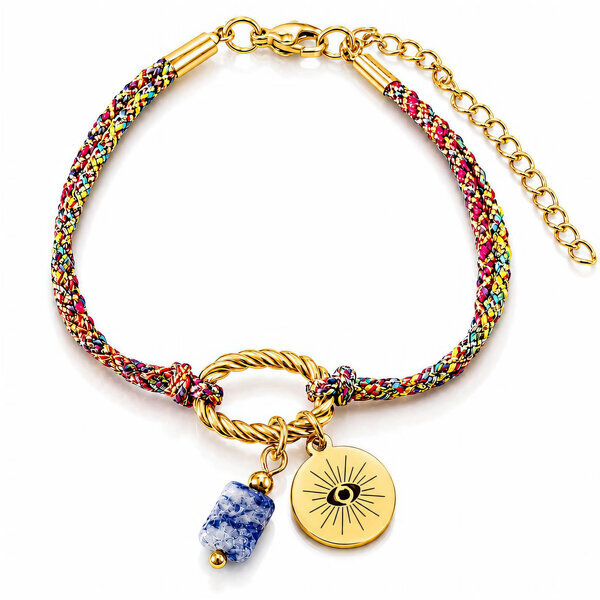 "Evil Eye" PVD Gold-Plated Steel Bracelet - Bubble Pop
