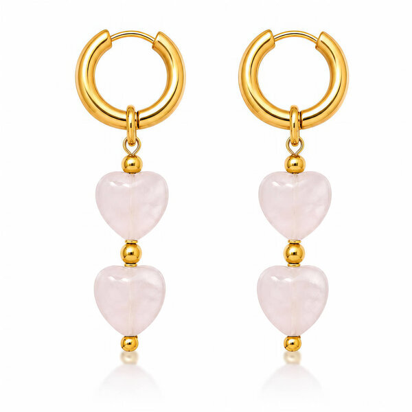 "Hearts" PVD Gold-Plated Steel Earrings - Bubble Pop