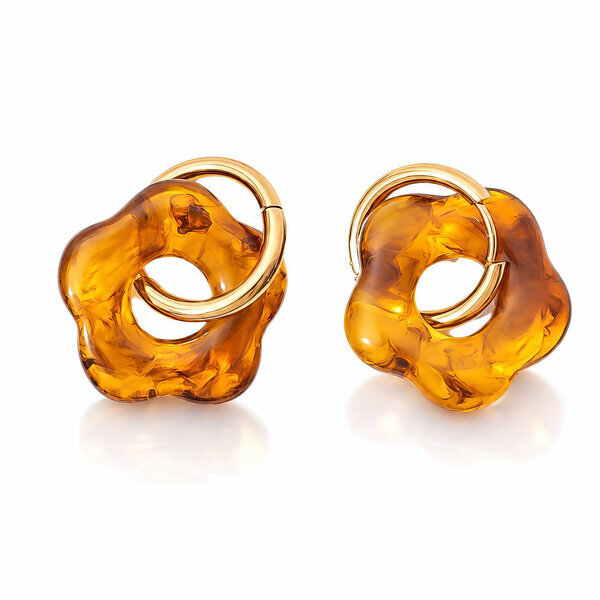 "Flowers" PVD Gold-Plated Acrylic Earrings - Bubble Pop